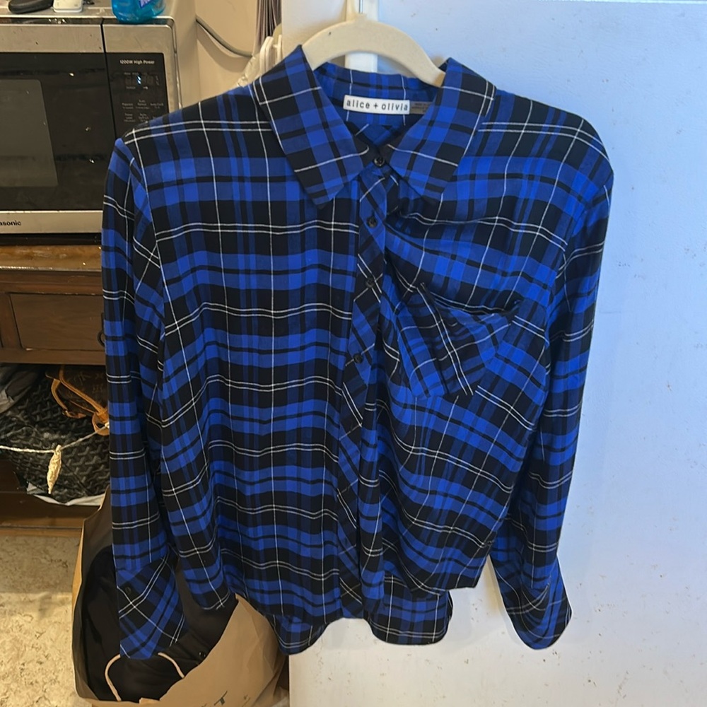 Alice + Olivia FINELY FLANNEL BUTTON DOWN Women’s Small